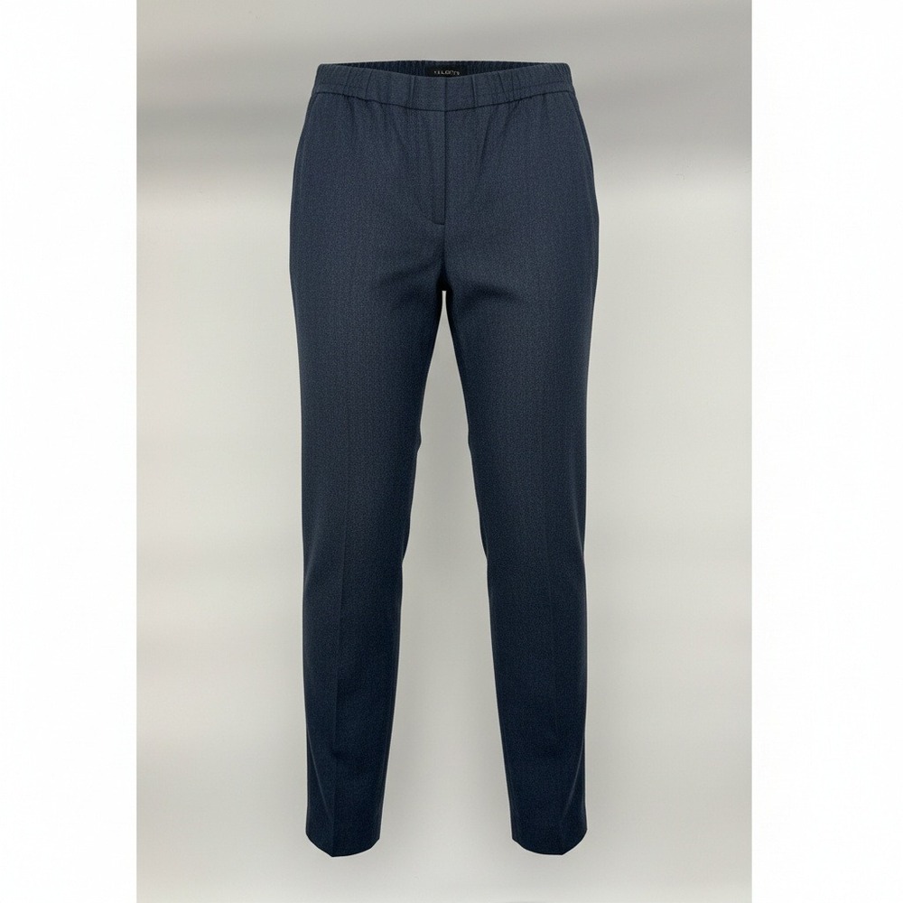 Talbots Womens Navy Blue Italian‎ Flannel Pull On Straight Leg Trousers Size 10